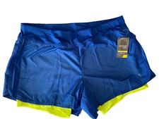 Danskin Now Women's Active Wear 2fer Knit Running Shorts Royal Blue. Size L / G