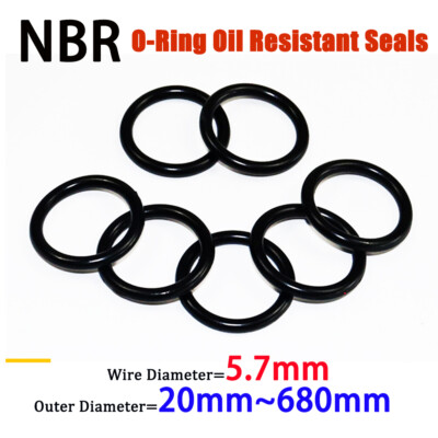 NBR O-Ring Oil Resistant Seals Rubber 5.7mm Corrosion Resistant Washers Black