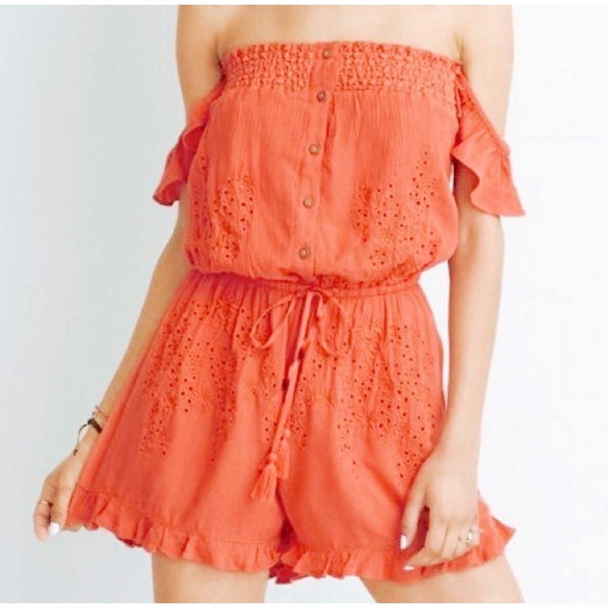 American Eagle Eyelet Off the Shoulder Romper | eBay