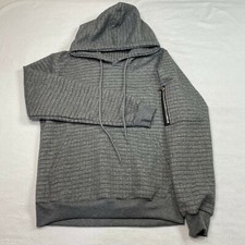 SIIMHWRSS Gray Hoodie sz M Quilted Knit Long Sleeve Zip Pocket Streetwear Casual