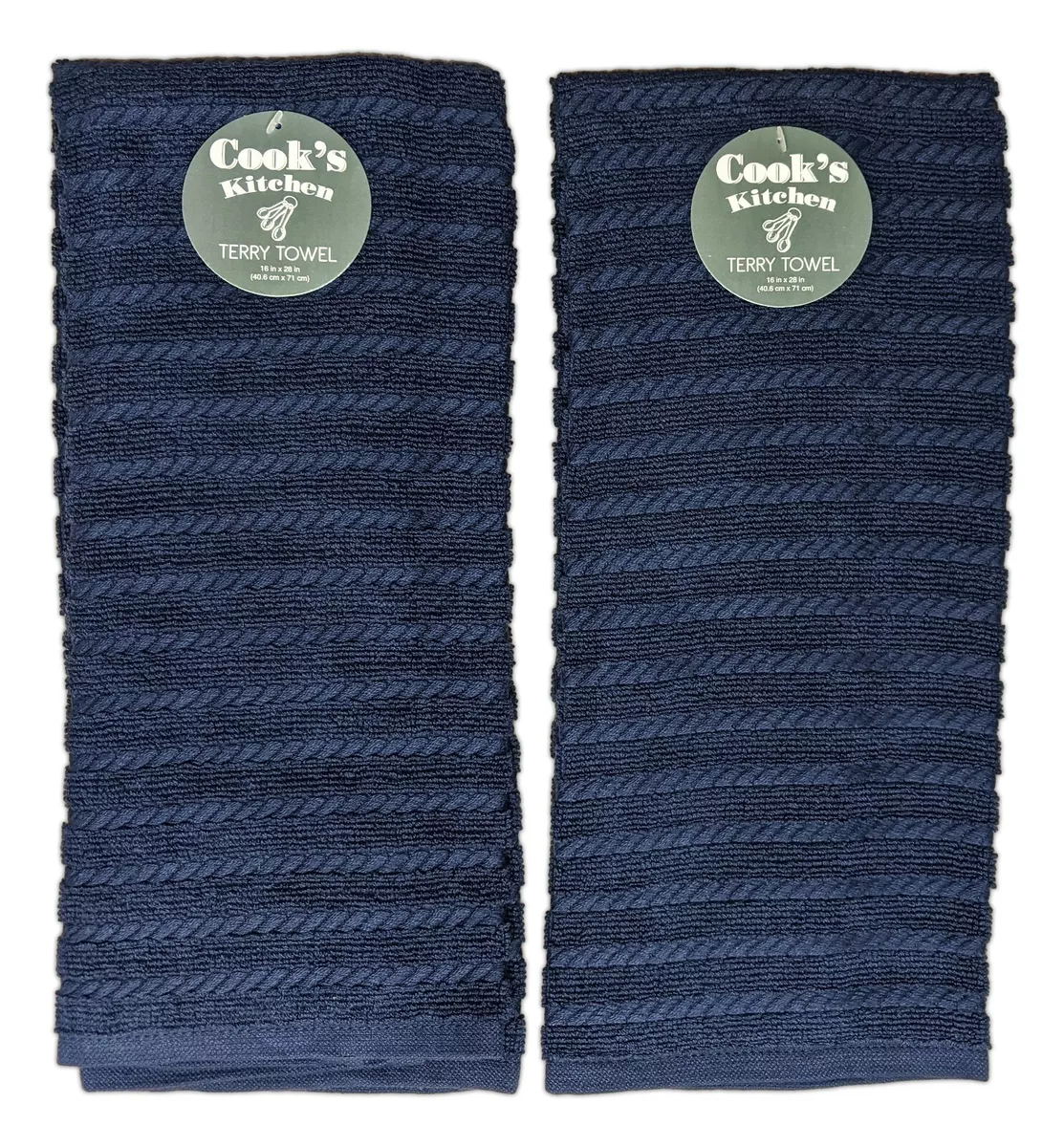 Set of 2 COBALT Blue Textured Terry Kitchen Towels by Kay Dee