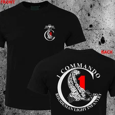 1 Commando RLI Rhodesian Light Infantry Army Bush War T-shirt HQ