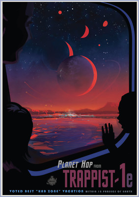 NASA Space Travel Poster Planet Hop From Trappist 1e Voted Best ''Hab Zone'' Print