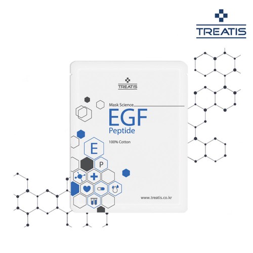TREATIS EGF Peptide Mask Sheet 10pcs 100% Cotton / Paraben Free / Pigment Free - Picture 3 of 3