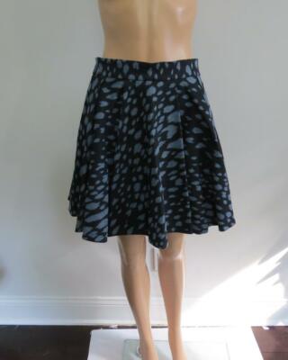 NWOT Fausto Puglisi Black/Blue Denim Geometric Fluted Skirt, Sz 42/ US 6