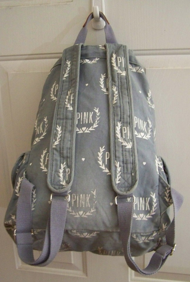 Victoria's Secret PINK, Grey Canvas Backpack School Book/ Travel Bag eBay