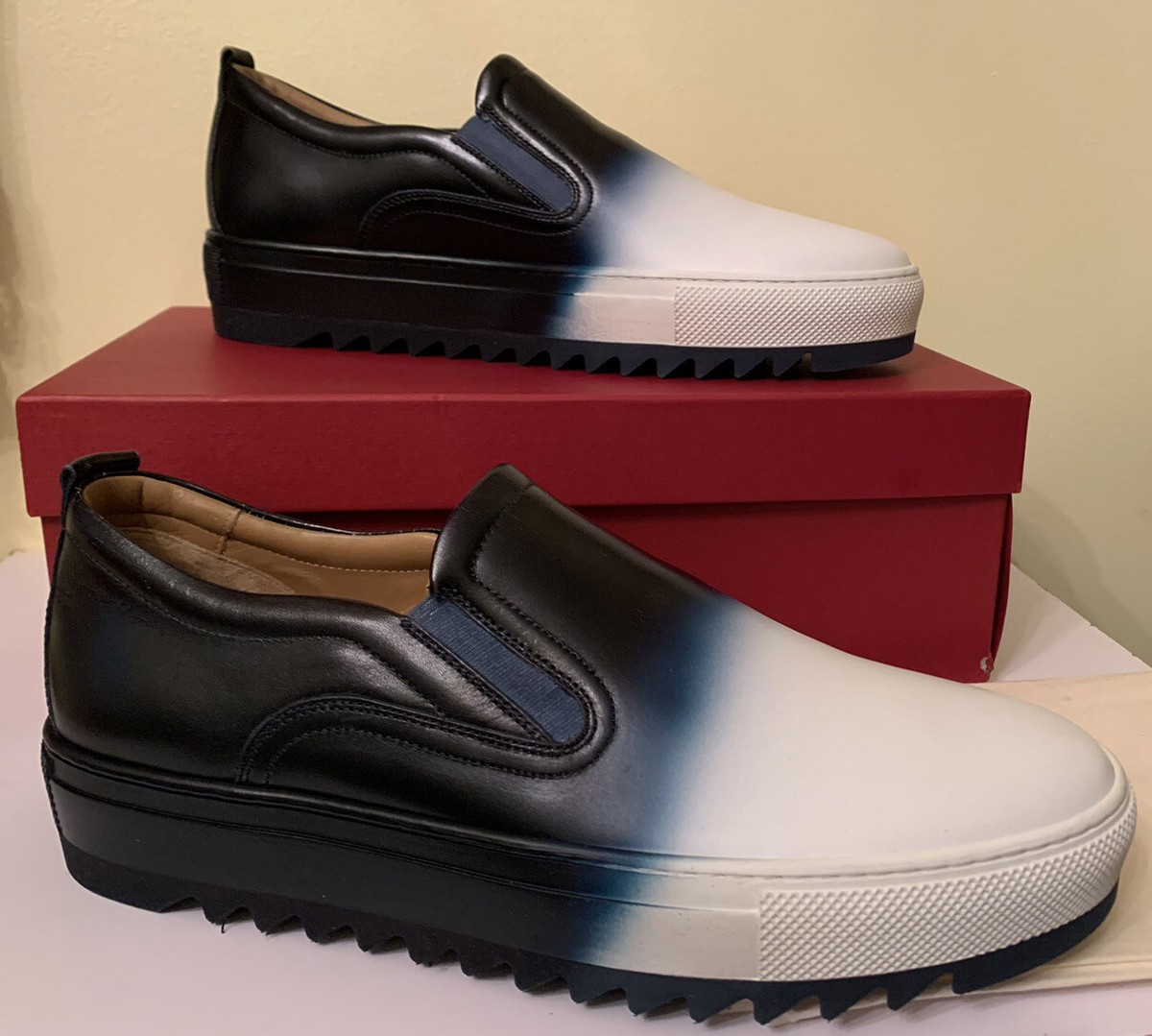 Salvatore Ferragamo Men's Lucca Blue Ombre Slip-On Leather Salvatore Ferragamo Men's Lucca Blue Ombre Slip-On Leather