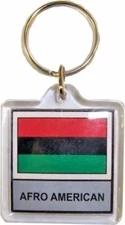 Afro American Flag Plastic Key Chain African Black 2 Sided 1 1/2" 