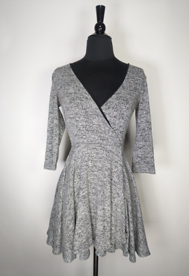 Kimchi Blue Gray Knit 3/4 Sleeve Fit Flare Dress Size XS | eBay
