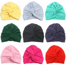 Baby Girl Kid Solid Stretch Turban Hat Elastic Twisted Hair Headband Wrap Cap