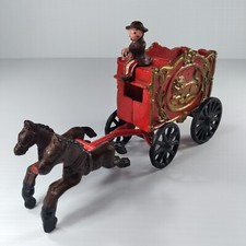 Vintage Cast Iron Toy Horse Drawn Circus Wagon With Driver, Western