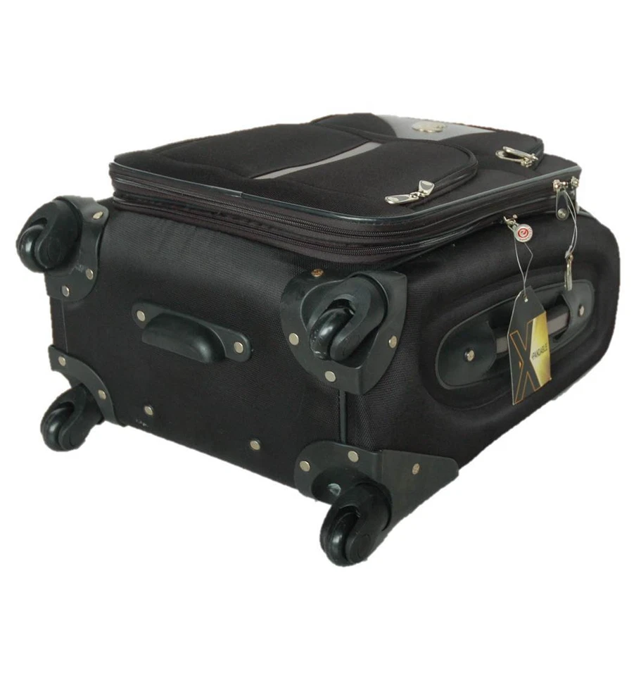 OLEG CASSINI NEGRO 20" MALETA DE MANO EXPANDIBLE 360 SPINNER EQUIPAJE ¡NUEVO! Foto 3 de 4