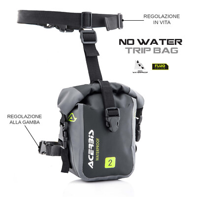 Acerbis Waterproof Leg Bag For Motorcycle Scooter 2Lt Black Gray