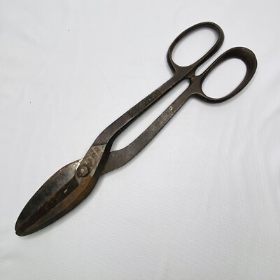 Vintage Drop Forged Tin Snips 13  Solid Steel Sheet Metal Shears #6 3.5'' Blade