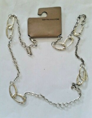 NZ8487 DESIGNER INSPIRED UNIQUE SILVER TONE METAL CHAIN NECKLACE