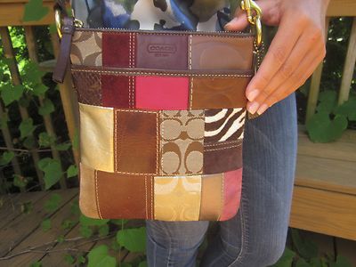 Authentic Coach Leather/Signature Patch Work Swing Pack / Cross