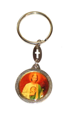 Saint Jude Keychain Blessed Relic Fob Key Ring Charm Patron of Hopeless Cases