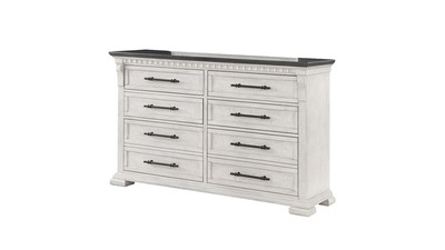 Antique White 8-Drawer Wood Dresser