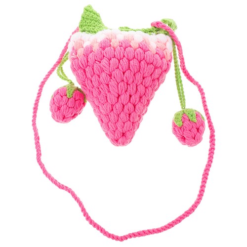 Bezaubernde Umhängetasche in Erdbeerform gestrickt Obstform Schultertasche - Bild 3 von 12