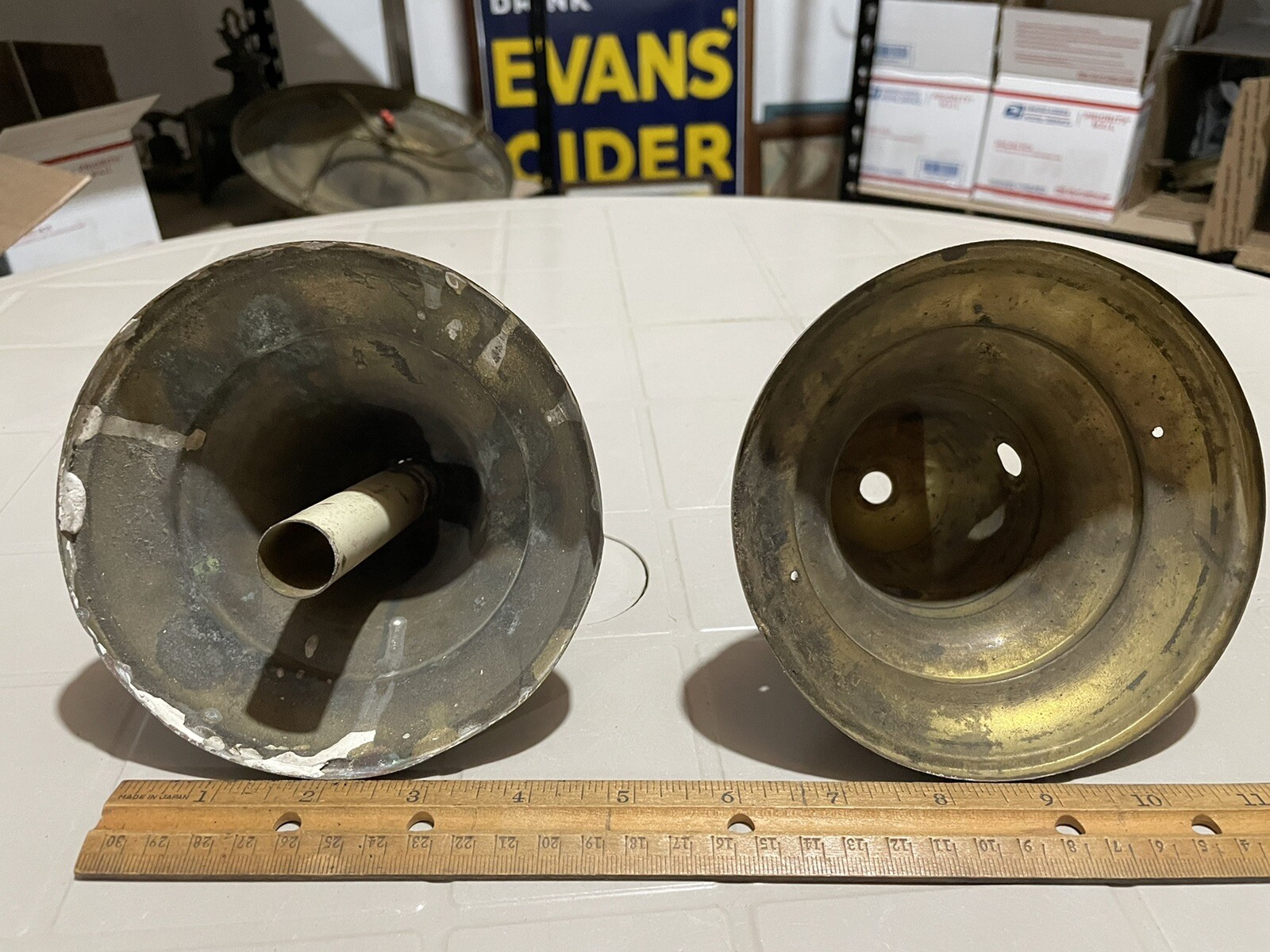 2 Vintage Brass Ceiling Canopy Parts Vintage Pan Art Deco Hanging Light Fixtures