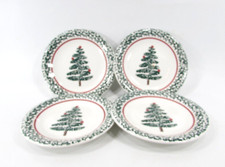 Vintage Furio Christmas Tree Lunch Plates 8" Made In ITALY La Primula Set of 4