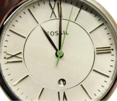 Steel Green Leather Watch Analog Quartz 