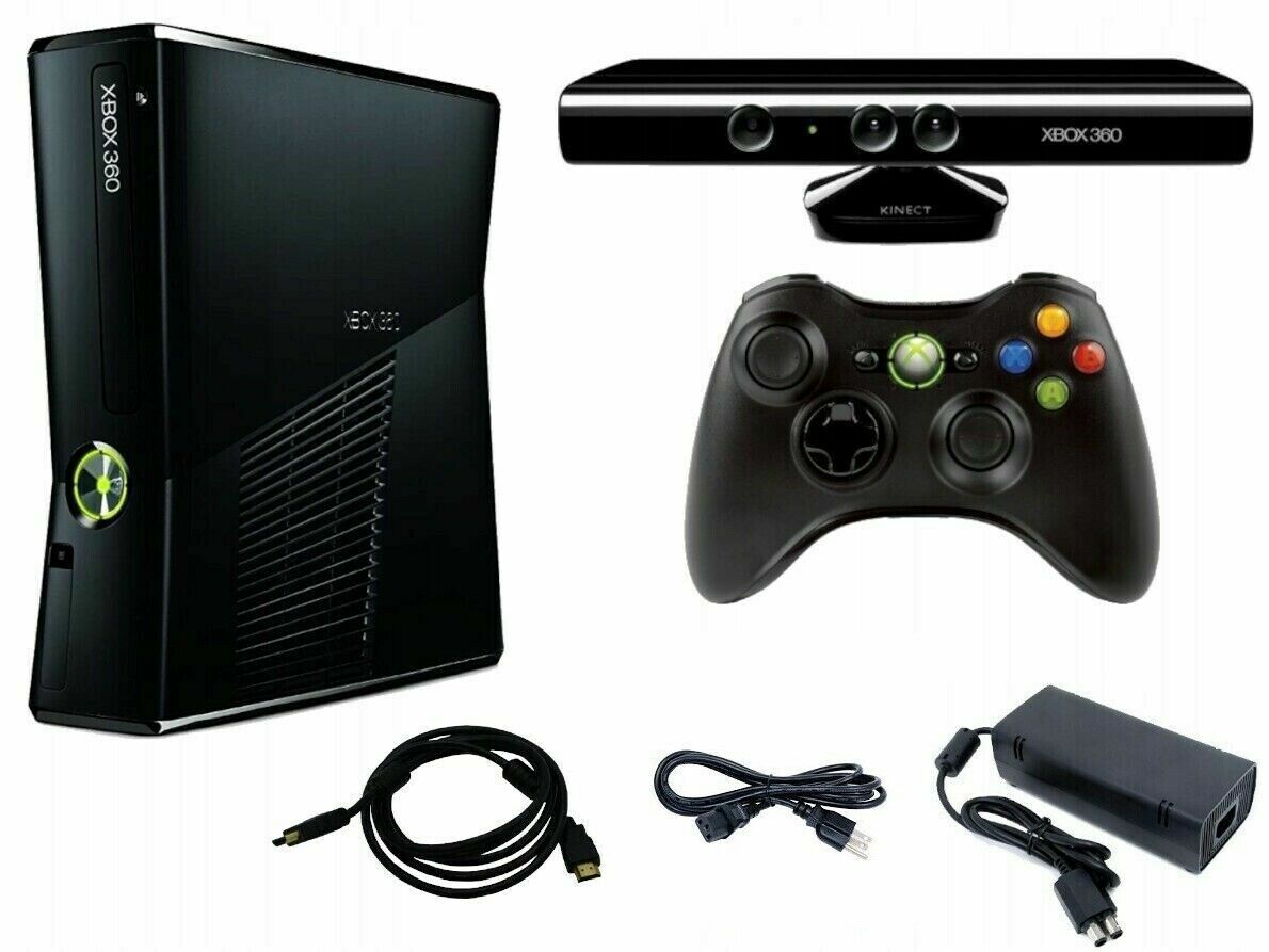 Microsoft Xbox 360 S Slim 4GB Console Bundle Kinect Controller + 5 Free  Games