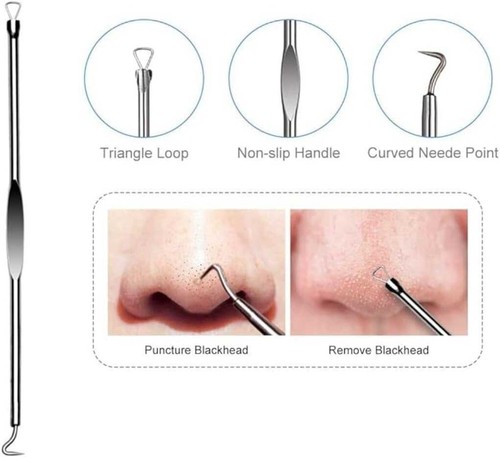 6PCS Blackhead Remover Extractor Pimple Popper Tool Kit Stainless Steel Facial - Picture 8 of 24