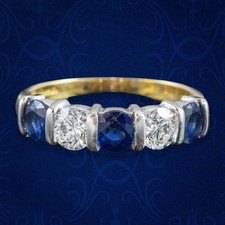 Vintage Sapphire Diamond Half Eternity Ring 0.75ct Of Sapphire