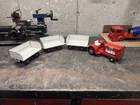 TONKA No.720 TERMINAL TRAIN AIRLINES TUG TRACTOR RED AND 3 WHITE CARS