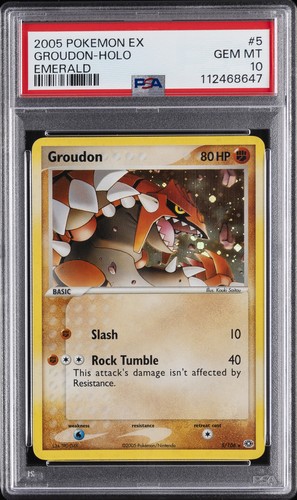 2005 POKEMON EX EMERALD #5 GROUDON-HOLO PSA 10