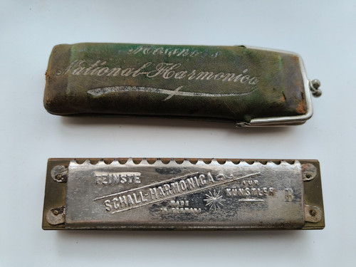 Vintage harmonica Messner National Harmonica leather pouch