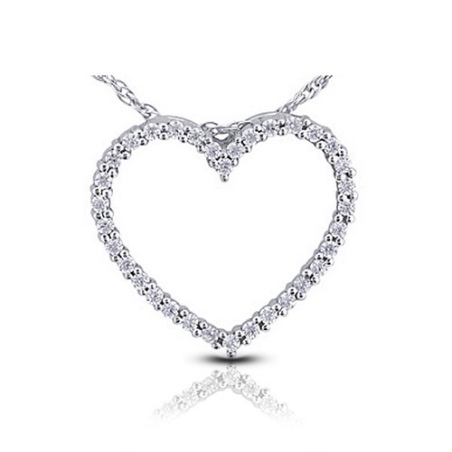 0.55ctw F VS2 Round Cut Natural Certified Diamonds White Gold Pendant + Chain - Picture 1 of 3