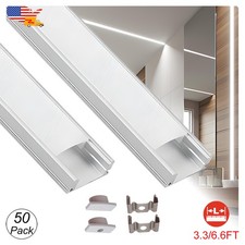 50 Pack 1M U Shape Led Aluminum Channel Silver With Frosted Cover For Led Strip