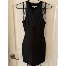 Gaze Black Ribbed Racerback Bodycon Mini Dress Small NWT Little Black Y2K Style