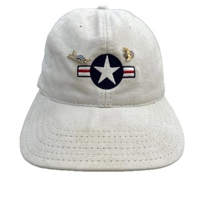 NASM National Air And Space Museum Hat Cap Adjustable White American Star W Pins