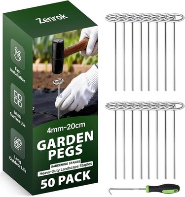 50 Pack G-Shaped Garden Stakes Heavy Duty Landscape Staple Weed Berrier Fabric