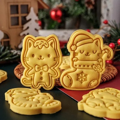 Weihnachts Katze Keksform Plätzchen Stempel Fondant Backzubehör