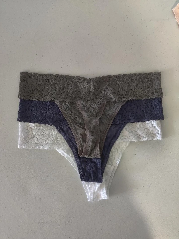 开箱 Felina 女式 3 件装柔软弹力花边丁字裤内裤 M 码 50 美元 1C413 — 第 2/2 张图片