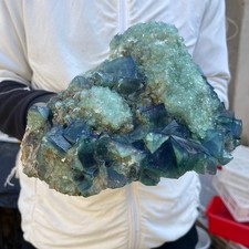 14,5 lb cube vert naturel FLUORITE quartz cristal grappe spécimen minéral