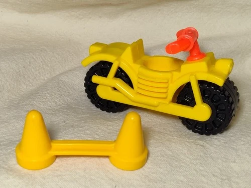 Vintage 1970s Fisher Price Little People Yellow Motorcycle Bike 1980s 994 cones