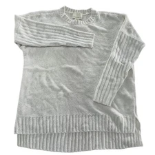 Cynthia Rowley Sweater Womens Medium White Rib Knit Pullover Crewneck Soft Top