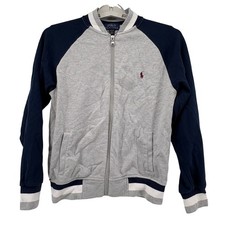 Polo Ralph Lauren Boys Varsity Bomber Jacket M 10-12 Grey Navy