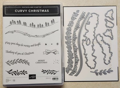 Stampin Up STAMP/DIE SET BUNDLE * CURVY CHRISTMAS * USED- AWESOME WAVY IMAGES!