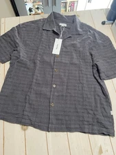 NWT Rhythm Men’s Short Sleeve Seersucker Button Shirt Size Medium Cotton/Linen
