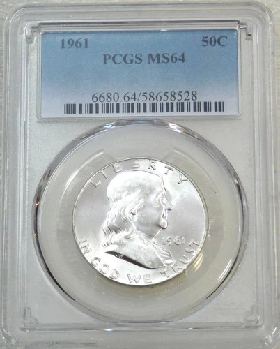 1961 Franklin Half Dollar PCGS MS64 95% FBL Frosty Just Graded New Holder #F219R