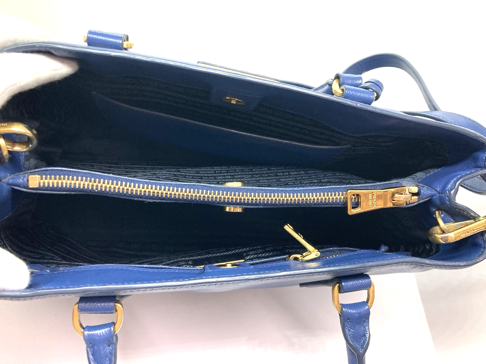 used PRADA Galleria Saffiano leather Blue 2Way Shoulder Hand bag Tote 29113 thumbnail 11