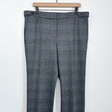 Ann Taylor The Straight Dark Plaid Button Tab Office Pant NWT