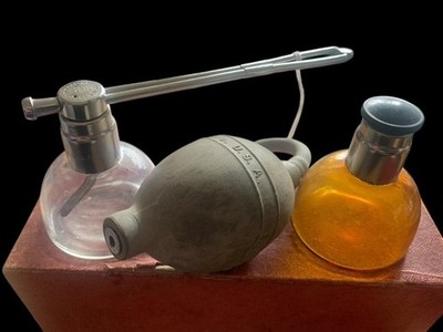 Seltene 20er Jahre DeVilbiss Nr. 15 Medizin Zerstäuber Set | Original Box & Art Deco Werbung