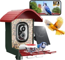 3K HD Smart Bird Feeder with Camera, 2.4GHz WiFi Solar Powered Smart Feeder, AI